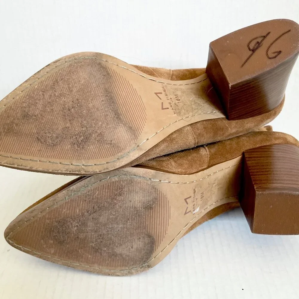 Marc Fisher Alva Suede Ankle Booties With Stacked Heel - Picture 7 of 11